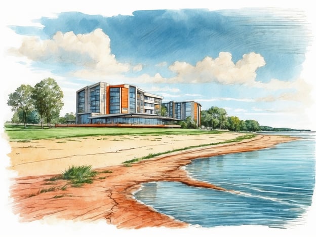 Auf dem Bild ist ein modernes Gebäude zu sehen, das möglicherweise in der Nähe eines Strandes oder eines Gewässers steht. Dieses Bild könnte an die Atmosphäre von Graal-Müritz erinnern, einem beliebten Urlaubsort an der Ostsee.In Graal-Müritz gibt es viele Sehenswürdigkeiten, die man besuchen kann, darunter:1. **Der lange Sandstrand**: Ideal für Spaziergänge und Erholung.2. **Die Seebrücke**: Ein schönes Wahrzeichen mit Blick auf die Ostsee.3. **Der Rhododendronpark**: Ein wunderschöner Garten, besonders im Frühling.4. **Das Heimatmuseum**: Vermittelt Einblicke in die Geschichte der Region.Diese Orte tragen zur charmanten und entspannten Atmosphäre von Graal-Müritz bei.