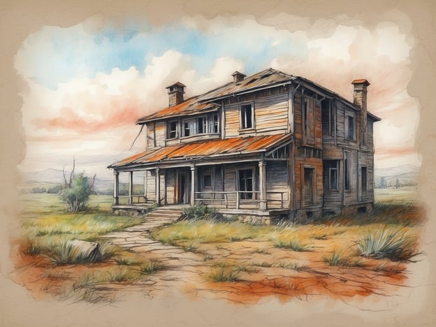 Auf dem Bild ist ein verlassenes, charmantes Holzhaus zu sehen, umgeben von einer weiten, unberührten Landschaft. Solche Orte sind oft von Geschichten umgeben, die sich um ihre Geschichte und die Menschen drehen, die einst dort lebten.Vielleicht erzählt dieses Haus von einer Familie, die in der Blütezeit des 19. Jahrhunderts hier lebte, erfüllt von Lachen und Wärme. Doch wie viele andere verlassene Orte hat es sicherlich auch seine Geheimnisse. Vielleicht gab es einst glückliche Feste, die hier gefeiert wurden, oder tragische Ereignisse, die zu seinem Verfall führten.Die Fenster, die nun leer und staubig sind, könnten von den Träumen und Hoffnungen der Bewohner zeugen, während die verwitterte Veranda Geschichten von vergessenen Gesprächen flüstert. Und der Pfad, der zum Haus führt, könnte die Schritte von vielen Generationen zeigen, die diesen Ort einmal als ihr Zuhause betrachteten.Verlassene Orte wie dieser sind ein faszinierendes Symbol für Vergänglichkeit und ständige Veränderungen, ein stiller Zeuge der Zeit und der Geschichten, die in ihren Wänden eingeschlossen sind. Jeder Blick auf solche Häuser regt die Fantasie an und lädt dazu ein, die Rätsel der Vergangenheit zu ergründen.