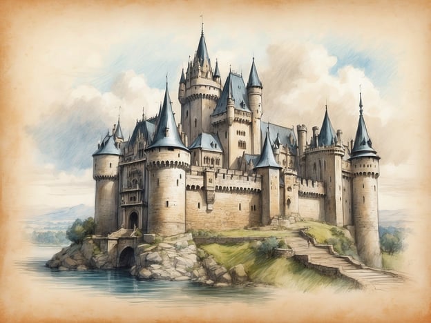 Auf dem Bild ist eine beeindruckende Burg zu sehen, die an die vielen Schlösser und Burgen in Brandenburg erinnert. Brandenburg war im Mittelalter ein zentrales Machtzentrum, und viele Burgen wurden errichtet, um strategische Punkte zu verteidigen und den Einfluss der märkischen Herrscher zu sichern.Ein bekanntes Beispiel ist die Zitadelle Spandau, die nicht nur militärische Zwecke hatte, sondern auch als Wohnsitz diente. Die Architektur der Burgen in dieser Region spiegelt oft die Mischform von Wehrhaftigkeit und Wohnlichkeit wider, wie man sie auch in dem abgebildeten Bau sehen kann. Die üppige Gestaltung mit Türmen und Zinnen deutet auf die Bedeutung solcher Bauten in der Geschichte Brandenburgs hin, wo sie oft auch als Residenzen der Adelsfamilien dienten.