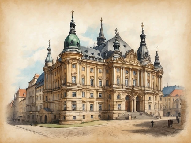 Auf dem Bild ist ein beeindruckendes historisches Gebäude zu sehen, das typisch für die barocke Architektur ist, wie sie in vielen Städten Sachsens zu finden ist, insbesondere in Dresden. In der Geschichte Sachsens spielt die Stadt Dresden eine zentrale Rolle, als sie im 18. Jahrhundert zu einem wichtigen kulturellen und politischen Zentrum der Region wurde.Das Gebäude könnte beispielsweise die Königlich Sächsische Bibliothek oder ein anderes bedeutendes Bauwerk in der Altstadt von Dresden sein. Die prächtigen Fassaden und die kunstvollen Details spiegeln die Blütezeit Sachsens wider, die von reichen Handelsaktivitäten und kulturellen Errungenschaften geprägt war. In dieser Epoche wurden viele Monumente und Institutionen errichtet, die bis heute die Identität und Geschichte der Region prägen.