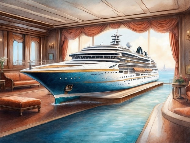 Auf dem Bild sieht man ein prächtiges Kreuzfahrtschiff, das in einem eleganten, luxuriös eingerichteten Innenraum präsentiert wird. Diese Szenerie erinnert an die MSC Bellissima, ein modernes Kreuzfahrtschiff, das für seine beeindruckende Architektur und zahlreiche Annehmlichkeiten bekannt ist.Die MSC Bellissima bietet ihren Gästen eine Vielzahl von Aktivitäten, von erstklassigen Restaurants bis hin zu Unterhaltungsangeboten. Das Schiff ist auch für seine kunstvollen Designs und die geschmackvolle Innenausstattung berühmt, die eine Atmosphäre von Luxus und Komfort vermittelt.Die Darstellung in dem Bild könnte symbolisch für die schönen Erlebnisse und die unvergleichliche Schönheit stehen, die man auf einer Reise mit der MSC Bellissima genießen kann.