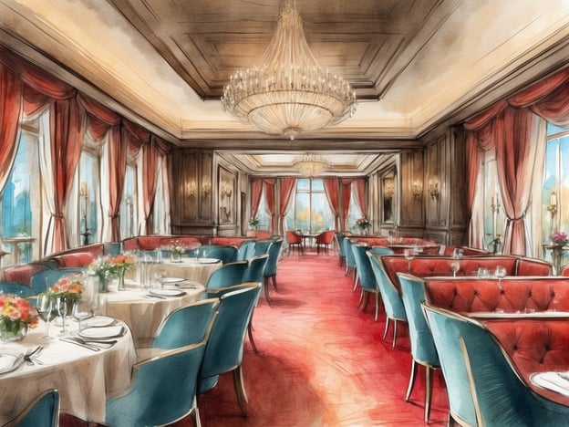 Auf dem Bild ist ein elegantes Restaurant zu sehen, das an Bord der MSC Bellissima zu finden sein könnte. Die opulente Einrichtung mit einem Kristalllüster, stilvollen Vorhängen und geschmackvoll gedeckten Tischen vermittelt eine Atmosphäre von Luxus und Komfort.An Bord der MSC Bellissima habe ich viele unvergessliche Abende in solch einem Ambiente verbracht. Das exquisite Essen, das von talentierten Köchen zubereitet wurde, zusammen mit dem erstklassigen Service, hat das kulinarische Erlebnis zu einem Highlight meiner Kreuzfahrt gemacht. Die Fenster bieten einen herrlichen Blick auf das Meer, was die Dinner-Erfahrung noch magischer machte. Es war der ideale Ort, um nach einem aufregenden Tag an Land zu entspannen und das Leben auf dem Schiff zu genießen.