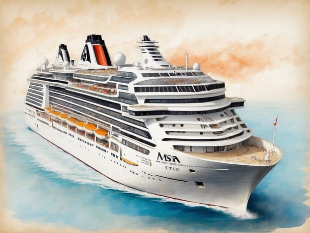 Auf dem Bild ist ein Kreuzfahrtschiff zu sehen, das die MSC Opera darstellt. Dieses Schiff ist bekannt für seine komfortablen Annehmlichkeiten und vielfältigen Freizeitmöglichkeiten, die es den Passagieren ermöglichen, die Reise in vollen Zügen zu genießen. Die MSC Opera fährt verschiedene Routen und erkundet schöne Reiseziele im Mittelmeer und darüber hinaus. Die Passagiere können sich auf eine Vielzahl von Aktivitäten an Bord freuen, während das Schiff sanft über das Wasser gleitet.