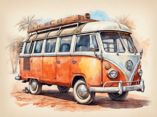 Auf dem Bild ist ein orange-weißer VW-Bus zu sehen, der oft mit Reisen und Abenteuern assoziiert wird. Solch ein Fahrzeug kann ideal für Landausflüge und Aktivitäten wie Camperreisen, Roadtrips oder Surftrips genutzt werden.
Mit einem VW-Bus könnten Gruppen von Freunden oder Familien die Küste entlang fahren, Campingplätze erkunden oder verschiedene Sehenswürdigkeiten besichtigen. Zudem bietet er genügend Platz für Gepäck, Spiele und kulinarische Vorräte für Picknicks in der Natur. Das Bild vermittelt ein Gefühl von Freiheit und Abenteuerlust, das mit unvergesslichen Erlebnissen verbunden ist.