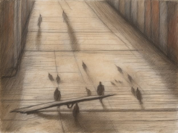 Auf dem Bild sind mehrere Figuren zu sehen, die sich auf einem hellen Boden bewegen, während lange Schatten geworfen werden. Die Szenerie scheint eine ruhige, vielleicht städtische Umgebung darzustellen.In Bezug auf Sicherheit und Gesundheit könnte man sagen, dass das Bild eine gewisse Vertrautheit und mögliche soziale Interaktion widerspiegelt. Es ist wichtig, in Gemeinschaften auf Gesundheits- und Sicherheitsstandards zu achten, insbesondere in öffentlichen Räumen, um das Wohlbefinden aller zu gewährleisten.