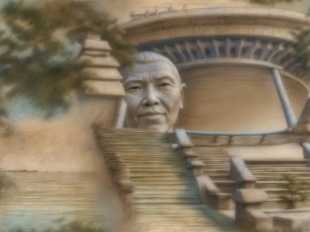 Auf dem Bild könnte man eine künstlerische Darstellungen eines großen Kopfes sehen, der möglicherweise eine Verbindung zu kulturellen oder historischen Stätten hat. In Singapur gibt es viele Sehenswürdigkeiten, die mit Kultur und Geschichte verbunden sind.Ein Beispiel wäre der **Buddha Tooth Relic Temple**, wo große Buddha-Statuen bewundert werden können. Auch der **Chinatown Heritage Centre** spiegelt die Geschichte der chinesischen Einwanderer in Singapur wider.Die Treppen auf dem Bild könnten an die **Gardens by the Bay** oder den **Mount Faber** erinnern, wo es malerische Ausblicke gibt. Wenn es um monumentale Darstellungen geht, könnten Orte wie das **Asian Civilisations Museum** oder das **National Gallery Singapore** in den Sinn kommen, die sich mit der asiatischen Geschichte und Kunst beschäftigen.
