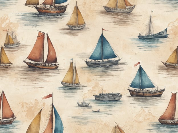 Auf dem Bild sind mehrere Segelboote zu sehen, die auf einem sanften Wasserhorizont gleiten. Die Farben der Boote sind warm und einladend, mit verschiedenen Schattierungen von Blau, Orange und Gelb. Diese Szenerie erweckt ein Gefühl von Freiheit und Abenteuer, als würde man den frischen Wind in den Haaren spüren und das sanfte Schaukeln der Wellen erleben.Die Boote scheinen in einer entspannten Harmonie zu fahren, und das Bild strahlt eine nostalgische Atmosphäre aus, die an vergangene Zeiten auf dem Wasser erinnert. Man könnte sich vorstellen, dass die Segler ein gutes Gespräch führen und die Schönheiten der Natur genießen. Die sanften Wasserbewegungen und der warme Farbton des Hintergrunds verleihen der Szene eine friedliche, fast traumhafte Qualität. Solch ein Anblick könnte Erinnerungen an einen gemütlichen Tag am Meer oder an eine Segeltour mit Freunden wecken, bei der man einfach die Seele baumeln lässt.