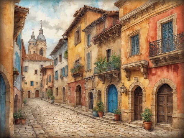 Auf dem Bild ist eine malerische, enge Gasse in einer historischen Stadt zu sehen. Die Gebäude haben warme, lebhafte Farben wie Gelb, Orange und Blau und sind von Pflanzen geschmückt. Man erkennt hübsche Fensterläden und Balkone, die der Szenerie einen charmanten, mediterranen Touch verleihen. Am Ende der Gasse ragen Türme einer Kirche oder eines Klosters empor, was auf eine kulturell reiche Umgebung hinweist.
**Geheime Geheimtipps:**
1. **Entspann dich**: Solche Orte sind perfekt für eine Auszeit. Nimm dir Zeit, die Umgebung zu genießen und vielleicht einige Fotos zu machen!
2. **Entdecke dieDetails**: Achte auf kleine Details in der Architektur, wie gelungene Verzierungen an den Türen und Fenstern – sie erzählen Geschichten.
3. **Plätze aufsuchen**: Finde versteckte Cafés oder Boutiquen in der Nähe — wahre Schätze warten oft abseits der Hauptstraßen!