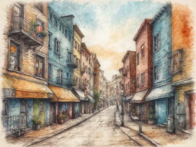 Auf dem Bild ist eine malerische, ruhige Straße in einer Stadt zu sehen, mit bunten Häuserfassaden, die verschiedenen Farben haben. Die Straßen sind gepflastert und es gibt kleine Geschäfte, vielleicht Cafés oder Boutiquen, die einladend wirken. Die Fenster sind teilweise mit Pflanzen dekoriert, was der Szenerie einen charmanten, lebendigen Touch verleiht.
Solche Straßen sind oft beliebte Ziele für Städtetrips, da sie eine enge Verbindung zur Kultur und zum lokalen Leben bieten. Man kann hier gemütlich spazieren, die Architektur bewundern und in kleinen Läden stöbern oder in einem Café entspannen.
