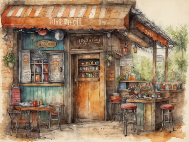 Auf dem Bild ist ein charmantes, rustikales Café zu sehen, mit einer einladenden Atmosphäre. Entlang der Außenwände sind Farbtöne in sanften Blau- und Grüntönen gehalten, während die Fenster und Tische eine gemütliche, entspannte Stimmung vermitteln.
Falls du kulinarische Erlebnisse abseits der Touristenpfade suchst, hier sind einige Insider-Tipps:
1. **Lokale Märkte besuchen**: Probiere frische, traditionelle Speisen auf Wochenmärkten. Oft bieten lokale Anbieter authentische Gerichte, die du in Restaurants nicht finden würdest.
2. **Kochkurse**: Melde dich für einen Kochkurs an, um die lokalen Zutaten und Kochtechniken kennenzulernen. Oft sind diese Kurse in privaten Haushalten, wodurch du auch ein Gefühl für die Kultur bekommst.
3. **Straßenessen**: Scheue dich nicht, bei Straßenhändlern zu essen. Diese bieten oft die frischesten und schmackhaftesten Gerichte und sind sehr beliebt bei den Einheimischen.
4. **Essen in Nachbarschaftsrestaurants**: Suche nach kleinen, familiengeführten Restaurants in Wohngebieten. Diese Orte haben oft das beste Essen, abseits der touristischen Massen.
5. **Frag die Einheimischen**: Wenn möglich, frag Einheimische nach ihren Lieblingsrestaurants oder Streetfood-Ständen. Die besten Tipps erhältst du oft direkt von den Leuten, die dort leben.
Diese Optionen helfen dir, die authentische Küche und Kultur des Ortes wirklich zu erleben!