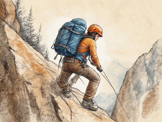 Auf dem Bild ist eine abenteuerlustige Person zu sehen, die sich an einer felsigen Wand befindet. Sie trägt einen großen Rucksack und einen Helm, was darauf hindeutet, dass sie eine Klettertour oder einen Aufstieg unternimmt. Aktivitäten für Abenteuerlustige, die dazu passen, sind:
1. **Klettern**: Erforschen von anspruchsvollen Felsen und Wänden.
2. **Abseilen**: Sich von hohen Felsen oder Klippen abseilen.
3. **Wanderungen in unwegsamem Gelände**: Entdecken von abgelegenen Bergpfaden.
4. **Bergsteigen**: Besteigen von Bergen mit verschiedenen Schwierigkeitsgraden.
5. **Camping in der Natur**: Übernachten in der Wildnis unter freiem Himmel.
Diese Aktivitäten bieten Abenteuer und die Möglichkeit, beeindruckende Landschaften zu erleben.
