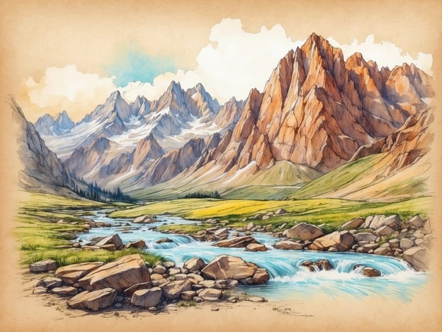 Auf dem Bild ist eine malerische Berglandschaft mit majestätischen Bergen und einem sanft fließenden Gewässer zu sehen. Diese Naturkulisse lädt zu verschiedenen Aktivitäten und Freizeitmöglichkeiten ein.Man könnte zum Beispiel:1. **Wandern**: Die malerischen Wege in den Bergen bieten hervorragende Möglichkeiten zum Wandern und Erkunden der Natur.2. **Fotografieren**: Die beeindruckende Landschaft eignet sich perfekt für Naturfotografie und das Festhalten schöner Momente.3. **Picknicken**: An den ruhigen Ufern des Baches könnte man ein Picknick genießen und die frische Luft und die Aussicht erleben.4. **Angeln**: Das klare Wasser bietet gute Chancen zum Angeln und für weitere Wassersportaktivitäten.5. **Fahrradfahren**: Die Umgebung ist auch ideal für Mountainbiking und Radtouren in der Natur.Solch eine Kulisse verspricht tolle Erlebnisse und viel Erholung im Freien!