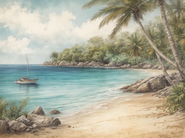 Auf dem Bild ist eine malerische Karibik-Szene zu sehen, die einen Strand mit sanftem Sand, kristallklarem Wasser und einigen Palmen zeigt. Ein Segelboot ist im Wasser geankert, während im Hintergrund bewaldete Hügel sichtbar sind.
Hier sind zwei Insider-Tipps für die schönsten Strände der Karibik:
1. **Hidden Beach in Anguilla**: Dieser abgelegene Strand ist oft weniger besucht und bietet eine ruhige Atmosphäre. Perfekt für entspannte Tage, weit weg vom Trubel der belebteren Strände.
2. **Seven Mile Beach auf Grand Cayman**: Dieser Strand ist berühmt für seinen feinen, weißen Sand und das türkisfarbene Wasser. Frühe Morgenstunden sind ideal, um den Sonnenaufgang zu genießen und weniger Menschen zu begegnen.