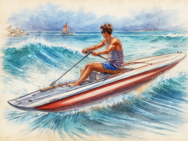 Auf dem Bild sieht man einen Mann, der auf einem Ruderboot über die Wellen paddelt. Dies symbolisiert eine der vielen Aktivitäten, die man auf den Malediven genießen kann. Die Malediven sind bekannt für ihre atemberaubenden Strände und das klare, türkisfarbene Wasser, was perfekte Bedingungen für Wassersportarten wie Kajakfahren und Stand-Up-Paddling bietet.
Zusätzlich zu diesen Aktivitäten können Besucher auch schnorcheln, tauchen oder einfach an den Stränden entspannen und die Schönheit der Natur genießen. Die Malediven bieten eine ideale Kombination aus Abenteuer und Erholung, perfekt für einen unvergesslichen Urlaub.
