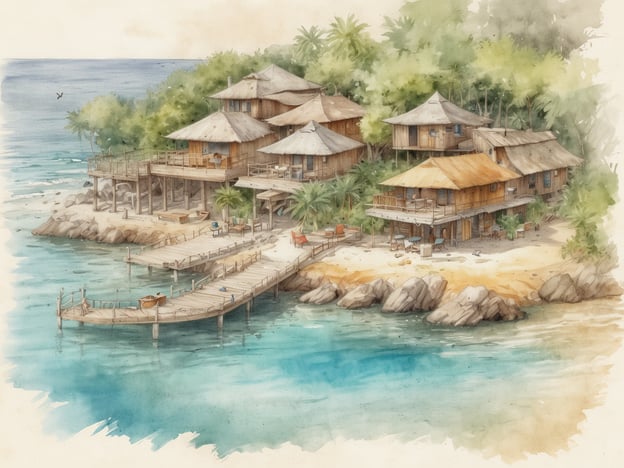 Auf dem Bild sind stilisierte, traditionelle Bungalows zu sehen, die auf einer kleinen Insel in den Malediven stehen. Die Architektur ist harmonisch in die Natur eingebettet, umgeben von Palmen und dem klaren blauen Wasser des Ozeans.
Diese Art von Unterkunft unterstützt nachhaltigen Tourismus, indem sie die lokale Kultur und die natürliche Umgebung respektiert. Die Gestaltung und Materialien der Bungalows könnten lokal beschafft worden sein, was zur Minimierung des ökologischen Fußabdrucks beiträgt. Zudem könnte die Lage der Bungalows den Gästen ermöglichen, die Schönheit der Malediven zu erleben, während gleichzeitig Maßnahmen zum Schutz der Umwelt und der Meereslebewesen gefördert werden.