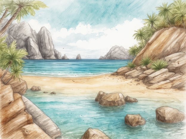 Auf dem Bild ist eine malerische Küstenlandschaft zu sehen, die an eine tropische Insel erinnert. Die hellen Felsen und das klare Wasser laden zu Aktivitäten wie Schwimmen, Schnorcheln und Bootfahren ein.
Die idyllische Strandkulisse bietet sich perfekt für einen entspannenden Tag in der Sonne oder für Strandspiele. In der Nähe könnte man auch Wanderungen zu den angrenzenden Klippen unternehmen, wo man atemberaubende Ausblicke genießen kann. Solche Orte sind oft auch bekannt für ihre vielfältige Flora und Fauna, was sie ideal für Naturerkundungen macht.