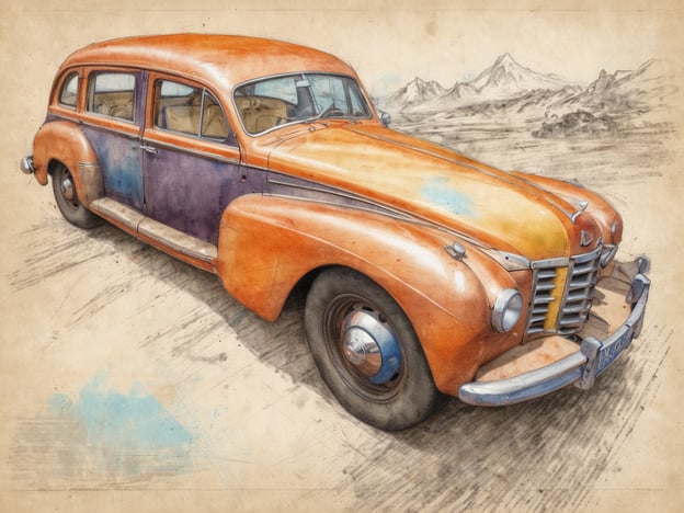 Auf dem Bild ist ein klassisches Auto zu sehen, das vermutlich aus der Mitte des 20. Jahrhunderts stammt. Die leuchtenden Farben, besonders die Orangetöne, verleihen ihm einen nostalgischen Charme.
Wenn man unbezahlten Urlaub für Reisen nutzt, kann ein solches Auto ein ansprechendes Reisemittel sein, um die Straßen abseits der ausgetretenen Pfade zu erkunden. Es würde perfekt zu einem Roadtrip durch malerische Landschaften passen, wo man die Freiheit und Abenteuerlust spüren kann. Solche Reisen ermöglichen es, neue Orte zu entdecken und sich vom Alltagsgeschehen zu lösen, während man mit einem nostalgischen Fahrzeug unterwegs ist.
