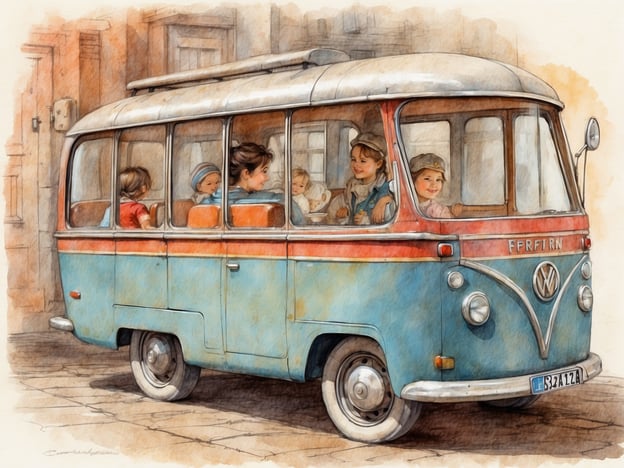 Auf dem Bild ist ein alter Volkswagen-Bus zu sehen, in dem eine Gruppe von Kindern und Erwachsenen sitzt. Es scheint eine fröhliche Szene zu sein, die nostalgische Erinnerungen weckt.Bezüglich der Kreuzfahrtanbieter, die am besten für Familien geeignet sind, empfehle ich:1. **Disney Cruise Line**: Ideal für Familien mit Kindern, bietet zahlreiche Aktivitäten, Shows und Themenpartys.2. **Royal Caribbean**: Bekannt für ihre familienfreundlichen Annehmlichkeiten, wie Wasserparks und Kletterwände.3. **Carnival Cruise Line**: Bietet ein umfangreiches Unterhaltungsprogramm und kinderfreundliche Optionen.4. **Norwegian Cruise Line**: Flexibel in der Essenszeitgestaltung und ermöglicht eine Vielzahl an Aktivitäten für alle Altersgruppen.Diese Anbieter legen besonderen Wert auf Familienfreundlichkeit und bieten oftmals spezielle Programme für Kinder.