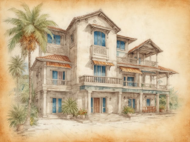 Auf dem Bild ist eine malerische Villa oder ein Ferienhaus zu sehen, umgeben von Palmen und mit einem angenehmen, mediterranen Stil. Die Architektur ist ansprechend mit blauen Fenstern und einem einladenden Eingangsbereich.Für einen Aufenthalt in einem ähnlichen Ambiente empfehle ich folgende Unterkunftsmöglichkeiten:1. **Boutique-Hotels**: Suchen Sie nach kleinen, charmanten Hotels, die oft eine persönliche Note und individuelle Zimmer anbieten.2. **Direkt am Strand**: Ein Hotel oder eine Ferienwohnung in Strandnähe sorgt für eine entspannte Atmosphäre und schöne Ausblicke.3. **Ferienhäuser**: Mieten Sie ein ganzes Haus oder eine Wohnung, um mehr Privatsphäre und Flexibilität zu genießen.4. **Resorts**: Wenn Sie zusätzliche Annehmlichkeiten wie Spa und Freizeitaktivitäten wünschen, könnte ein Resort die richtige Wahl sein.Achten Sie darauf, Bewertungen zu lesen und die Lage zu berücksichtigen, um die beste Unterkunft für Ihren Aufenthalt zu finden!