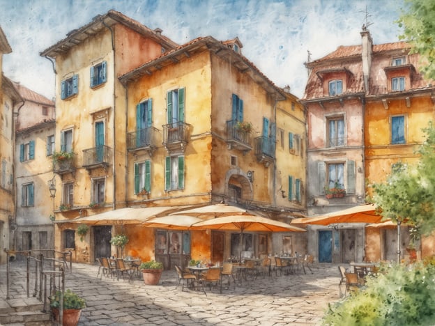 Auf dem Bild ist eine malerische, sonnige Piazza mit charmanten, gelben Gebäuden zu sehen. Der Platz ist mit Tischen und Stühlen ausgestattet, die teilweise unter großen Sonnenschirmen stehen. Es wirkt einladend und entspannend, ideal für eine Kaffeepause oder ein kleines Essen im Freien.
Wenn du auf der Suche nach europäischen Reisezielen unter 500 Euro bist, könnten Orte wie die Altstadt von Porto in Portugal, die Strände von Barcelona in Spanien oder die kulturellen Schätze von Budapest in Ungarn interessant sein. All diese Ziele bieten eine reiche Geschichte, köstliche lokale Küche und beeindruckende Sehenswürdigkeiten, die du bei einem Besuch genießen kannst.