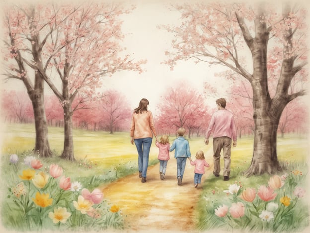 Auf dem Bild ist eine Familie zu sehen, die bei schönem Wetter einen Weg entlanggeht, umgeben von blühenden Bäumen und bunten Blumen. Dies schafft eine fröhliche und entspannte Atmosphäre, die ideal für einen Urlaub zu Ostern ist.
**Warum Ostern die perfekte Zeit für einen Urlaub ist:**
1. **Frühlingserwachen**: Zu Ostern beginnt der Frühling in voller Blüte. Die Natur zeigt sich von ihrer schönsten Seite, was ideal für Outdoor-Aktivitäten ist.
2. **Familienzeit**: Ostern ist traditionell ein Fest, das mit der Familie gefeiert wird. Ein Urlaub ermöglicht es, diese Zeit gemeinsam zu genießen und besondere Erinnerungen zu schaffen.
3. **Vielfältige Aktivitäten**: Egal ob Wanderungen, Fahrradtouren oder kulturelle Ausflüge – die Möglichkeiten sind vielfältig und ansprechend für alle Altersgruppen.
4. **Entspannung**: Die Feiertage bieten eine willkommene Pause vom Alltagsstress. Ein Urlaub zu Ostern lädt dazu ein, sich zu entspannen und neue Energie zu tanken.
Insgesamt ist Ostern ein idealer Zeitpunkt, um die Schönheit der Natur zu genießen und wertvolle Zeit mit der Familie zu verbringen.