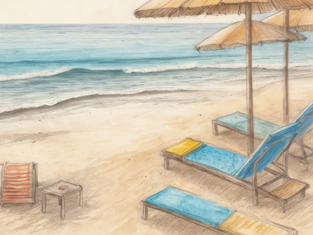 Auf dem Bild sind Liegen und Sonnenschirme am Strand zu sehen, mit Blick auf das Meer. Hier sind einige Aktivitäten für die perfekte Auszeit am Meer:
1. **Entspannen in der Sonne**: Genießen Sie das Sonnenbaden auf einer Liege mit einem guten Buch.
2. **Schwimmen im Meer**: Tauchen Sie in die erfrischenden Wellen ein und schwimmen Sie eine Runde.
3. **Strandspaziergänge**: Machen Sie einen gemütlichen Spaziergang entlang des Strandes und sammeln Sie Muscheln.
4. **Picknick am Strand**: Bereiten Sie ein leckeres Picknick vor und genießen Sie es unter dem Sonnenschirm.
5. **Strandspiele**: Spielen Sie Beachvolleyball oder Frisbee mit Freunden oder der Familie.
6. **Wassersport**: Probieren Sie Aktivitäten wie Schnorcheln, Stand-up-Paddling oder Kajakfahren.
7. **Sonnenuntergang beobachten**: Verbringen Sie den Abend am Strand und genießen Sie den Sonnenuntergang.
Diese Aktivitäten sorgen für eine erholsame und angenehme Zeit am Meer!