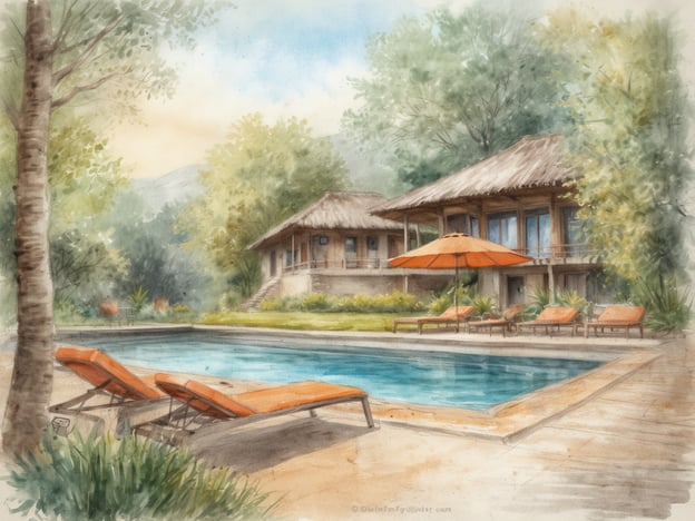 Auf dem Bild ist eine entspannte Wellness-Oase mit einem Pool und Liegen zu sehen, umgeben von grüner Natur. Diese Art von Ambiente erinnert an einige der besten Wellness-Oasen in Deutschland. Hier sind drei Top-Wellness-Oasen, die man besuchen könnte:
1. **Brenners Park-Hotel & Spa**, Baden-Baden: Bekannt für seinen luxuriösen Spa-Bereich und verschiedene Wellnessanwendungen in einem historischen Ambiente.
2. **Aqua Dome**, Tirol (nicht in Deutschland, aber beliebt bei deutschen Wellness-Fans): Diese Therme bietet beeindruckende Außenpools mit Blick auf die Berge und eine Vielzahl von Behandlungen.
3. **SchwabenQuellen** in München: Eine faszinierende Wellness-Welt mit verschiedenen Saunen, Dampfbädern und einem einzigartigen orientalischen Flair.
Diese Orte bieten hervorragende Entspannungsmöglichkeiten und eine ruhige Atmosphäre.