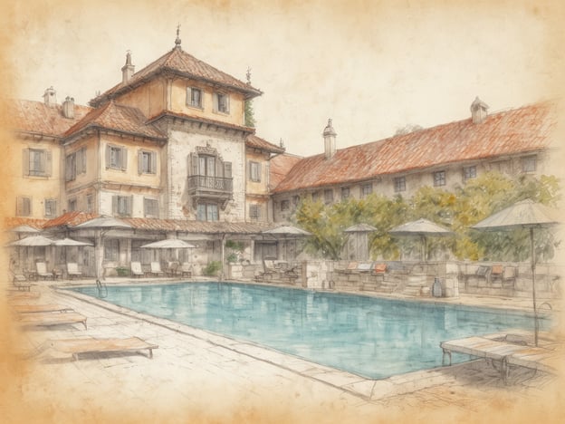 Auf dem Bild ist ein stilvolles Wellness-Hotel zu sehen, das einen Pool und gemütliche Liegen bietet. Die Architektur ist ansprechend, mit einem charmanten Mix aus traditionellem und modernem Design. Das Ambiente wirkt einladend und entspannend, ideal für einen Wellnessaufenthalt.
Ähnliche Wellness-Hotels in Europa, die du in Betracht ziehen könntest, sind unter anderem das **Schwarzwaldhotel** in Deutschland, das **Aqua Dome** in Österreich oder das **Thermae Bath Spa** in England. Jedes dieser Hotels bietet einzigartige Wellness-Erlebnisse in malerischer Umgebung.