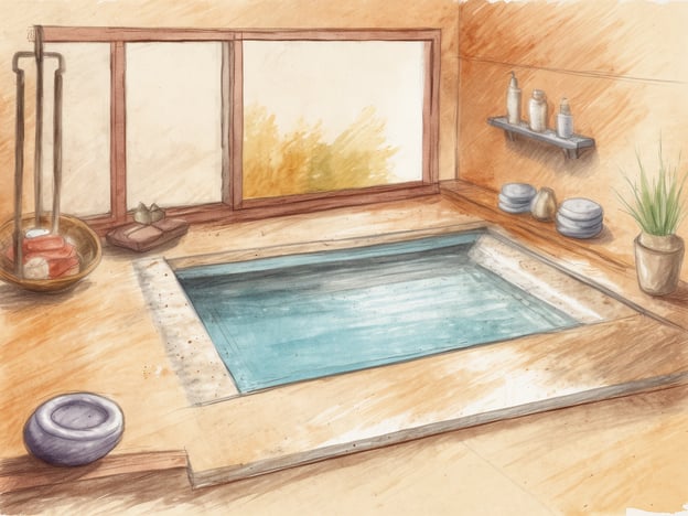 Auf dem Bild ist ein harmonischer Wellness-Bereich zu sehen, der Entspannung und Erholung ausstrahlt. Im Mittelpunkt befindet sich ein stilvoller, eingelassener Pool, dessen klares Wasser zum Baden einlädt. Die warmen Farben der Wände und das natürliche Licht, das durch die Fenster strömt, schaffen eine beruhigende Atmosphäre.
Neben dem Pool sind dekorative Elemente wie Steine, Pflanzen und Wellnessprodukte wie Öle und Seifen arrangiert, die zusätzliche Anreize zur Selbstpflege bieten. Diese Umgebung ist ideal für verschiedene Wellness-Behandlungen, wie beispielsweise Aromatherapie oder Massagen, die Körper und Geist verwöhnen und für ein Wohlfühl-Erlebnis sorgen. Der Raum ist ein perfekter Rückzugsort, um Stress abzubauen und neue Energie zu tanken.