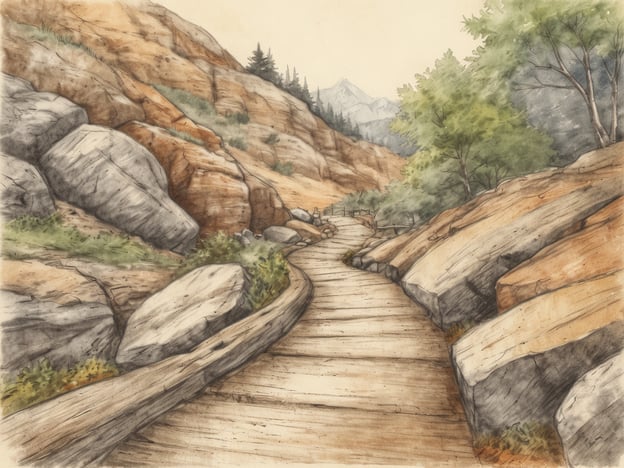 Auf dem Bild ist ein Wanderweg zu sehen, der von großen Steinen und natürlichen Felsen gesäumt wird. Solche Landschaften sind oft in Nationalparks oder Naturschutzgebieten zu finden.
In der Umgebung könnten beliebte Ausflugsziele wie der Rocky Mountain National Park in Colorado oder der Yosemite Nationalpark in Kalifornien liegen. Diese Orte bieten spektakuläre Wanderwege, atemberaubende Ausblicke auf die Berge und vielfältige Flora und Fauna. Zudem gibt es viele Möglichkeiten für Outdoor-Aktivitäten wie Wandern, Radfahren und Fotografieren der Natur.