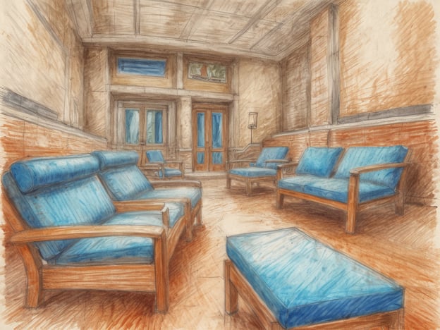 Auf dem Bild ist ein Raum mit einem gemütlichen Ambiente zu sehen. Es gibt mehrere blaue Sofas und Stühle aus Holz, die zum Entspannen einladen. Die Wände scheinen in warmen, natürlichen Farbtönen gehalten zu sein, was eine ruhige Atmosphäre schafft.
Um die perfekte Entspannung in solch einem Raum zu genießen, können folgende Tipps hilfreich sein:
1. **Atmung**: Nehmen Sie sich Zeit für bewusstes Atmen. Tiefes Ein- und Ausatmen kann helfen, Stress abzubauen.
2. **Musik**: Hören Sie entspannende Musik oder Naturgeräusche, um die Atmosphäre zu harmonisieren.
3. **Entspannungsübungen**: Probieren Sie leichte Dehnungs- oder Achtsamkeitsübungen.
4. **Teepause**: Genießen Sie eine Tasse Kräutertee, um Ihrem Körper eine zusätzliche Entspannung zu gönnen.
5. **Visualisierung**: Stellen Sie sich vor, dass Sie an einem ruhigen Ort sind, um noch mehr innere Ruhe zu finden.
Nehmen Sie sich Zeit, um in diesem Raum zu entspannen und neue Energie zu tanken!