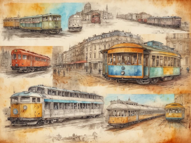 Auf dem Bild sind verschiedene Straßenbahnen und eine nostalgische Darstellung von Stadtansichten zu sehen. Diese Art von Kunstwerk könnte einen Besuch in historischen Städten inspirieren, die für ihre Straßenbahnen bekannt sind, wie zum Beispiel Budapest oder San Francisco.
In Budapest kann man mit der Straßenbahn Nummer 2 entlang der Donau fahren und die beeindruckende Architektur des Parlamentsgebäudes genießen. In San Francisco hingegen ist die berühmte Cable Car eine Touristenattraktion, die steile Hügel überquert und atemberaubende Aussichten auf die Bucht bietet.
Die Darstellung der alten Straßenbahnen weckt auch ein Gefühl von kulturellem Erbe und der Entwicklung des öffentlichen Verkehrs im urbanen Umfeld, was einen Spaziergang durch historische Stadtviertel besonders bereichert.