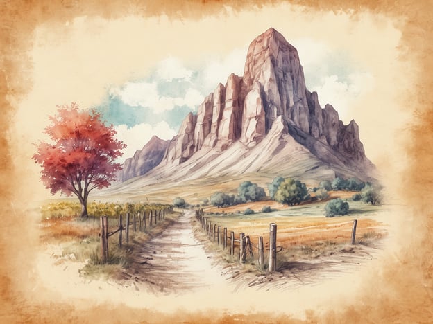 Auf dem Bild ist eine wunderschöne Landschaft mit majestätischen Bergen und einem klaren Himmel zu sehen. Ein malerischer Weg führt durch die Szenerie, gesäumt von einem Zaun. An einem Rand steht ein markanter Baum mit roten Blättern.
In dieser Umgebung könnten Aktivitäten wie Wandern oder Radfahren unternommen werden, um die beeindruckende Natur zu erkunden. Es wäre auch eine ideale Location für einen Picknickausflug oder um die lokale Flora und Fauna zu beobachten. Eine Erkundungstour zu den Bergen könnte zudem atemberaubende Ausblicke bieten.