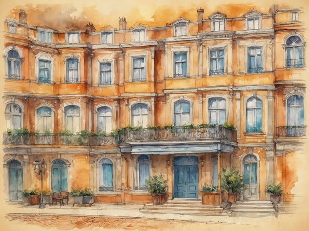 Auf dem Bild ist eine beeindruckende Fassade eines historischen Gebäudes zu sehen, das an ein elegantes Hotel erinnern könnte. Die Architektur weist Merkmale auf, die typisch für das 19. Jahrhundert sind, mit großen Fenstern und einem einladenden Eingangsbereich.In der Geschichte des Karlsbad Hotels, das in der berühmten tschechischen Stadt Karlsbad (Karlovy Vary) gelegen ist, spielte die Architektur eine zentrale Rolle. Das Hotel wurde im Zuge des Wohlstands im 18. und 19. Jahrhundert erbaut und zog wohlhabende Gäste aus ganz Europa an, die die heilenden Thermalquellen nutzen wollten. Mit seiner prächtigen Bauweise und dem nostalgischen Flair spiegelt es die Tradition der Kurhotels wider, die für Entspannung und Gesundheit stehen.Das Gebäude auf dem Bild könnte somit als eine Hommage an die glamouröse Vergangenheit und die kulturelle Bedeutung dieser Art von Hotels angesehen werden.
