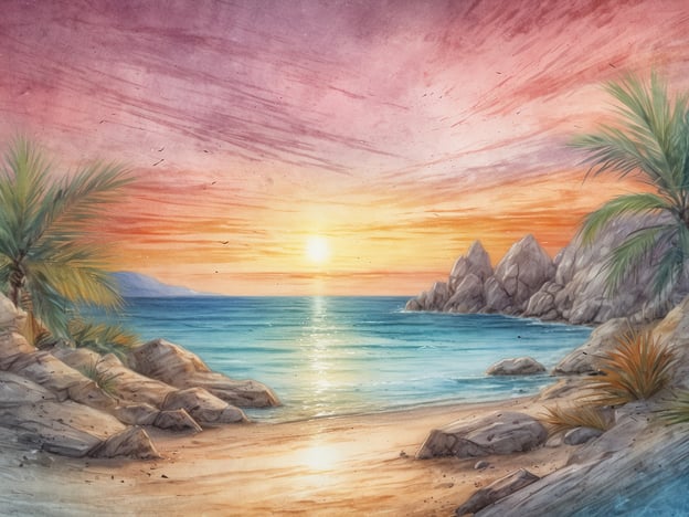 Auf dem Bild ist eine malerische Küstenlandschaft zu sehen, die sich perfekt für Naturliebhaber eignet. Der Sonnenuntergang ist in warmen Farben gehalten und reflektiert sich im Meer, während die sanften Wellen gegen die Felsen schlagen. 

Diese Szenerie erinnert an einige der besten Strände für Naturliebhaber, wie zum Beispiel:

1. **Playa Paraiso, Kuba** - Ein einsamer Strand mit feinem, weißen Sand und kristallklarem Wasser, umgeben von üppiger Vegetation.
2. **Zlatni Rat, Kroatien** - Diese einzigartige Landzunge ist von klaren Gewässern umgeben und bietet atemberaubende Ausblicke sowie gute Möglichkeiten zum Schnorcheln.
3. **Anse Source d'Argent, Seychellen** - Berühmt für seine rosa Granitfelsen und den feinen Sandstrand, ist dieser Ort ein wahres Paradies für Naturliebhaber.

Diese Strände bieten nicht nur eine atemberaubende Landschaft, sondern auch eine ruhige Atmosphäre, die ideal ist, um die Schönheit der Natur zu genießen.