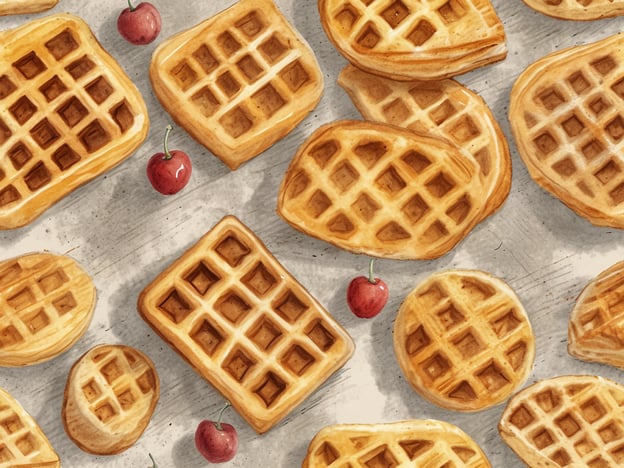 Auf dem Bild sind verschiedene Waffeln zu sehen, die in unterschiedlichen Formen und Größen angeordnet sind, zusammen mit einigen Kirschen.Beliebte Waffelorte in Belgien sind:1. **Brüsseler Waffeln** - Diese sind dick und leicht knusprig, oft mit Puderzucker serviert.2. **Lütticher Waffeln** - M softer, süßer und oft mit Stückchen von kandierten Früchten.3. **Waffelstände in Brüssel** - Besonders berühmt auf dem Platz „Grote Markt“.4. **Maison Dandoy** - Eine traditionelle Waffelbäckerei in Brüssel, bekannt für ihre köstlichen Waffeln.5. **Waffles à la Folie** - In Brügge, wo man sich kreative Toppings aussuchen kann.Diese Orte sind ideal, um die belgischen Waffeln in ihrer besten Form zu genießen!