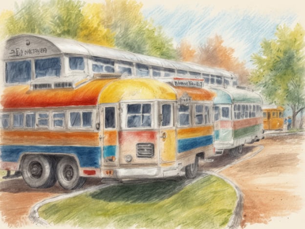 Auf dem Bild sind mehrere bunte Busse zu sehen, die auf einer Straße oder in einem Park angeordnet sind. Die Nutzung von verschiedenen Farben und die Form der Busse vermitteln eine nostalgische Atmosphäre.Warum die Kanarischen Inseln im November besuchen? Im November kann man milde Temperaturen und weniger Touristen erwarten, was die Erkundung der wunderschönen Landschaften und Strände angenehmer macht. Außerdem finden viele lokale Feste und Veranstaltungen statt, die einen tiefen Einblick in die Kultur der Inseln bieten. Die ideale Zeit, um die Natur zu genießen und sich zu entspannen!