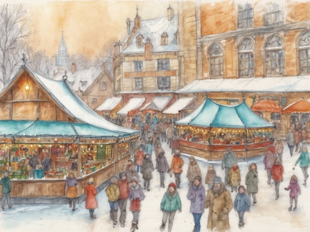 Auf dem Bild ist ein winterlicher Weihnachtsmarkt zu sehen. Die Szene zeigt zahlreiche Menschen, die zwischen festlich dekorierten Ständen und Zelten flanieren. Die Stände sind vermutlich mit Kunsthandwerk, festlichen Leckereien und Geschenken gefüllt.Aktivitäten, die man an einem solchen Weihnachtsmarkt im Dezember genießen könnte, sind:1. **Einkaufen von Weihnachtsgeschenken**: Stände mit Handwerkskunst und speziellen Weihnachtsartikeln bieten eine schöne Auswahl.2. **Probieren von regionalen Leckereien**: Essen wie Bratwurst, Glühwein, gebrannte Mandeln oder Lebkuchen sind oft eine große Attraktion.3. **Genießen von festlicher Musik**: Oft gibt es Live-Auftritte oder Choraufführungen, die eine weihnachtliche Stimmung erzeugen.4. **Spaziergang durch die festlich beleuchteten Gassen**: Die Lichter und Dekorationen schaffen eine besondere Atmosphäre.5. **Teilnehmen an Aktivitäten für Kinder**: Viele Märkte bieten Märchenstunden, Bastelangebote oder eine kleine Weihnachtsbahn.Ein Besuch auf einem solchen Markt im Dezember könnte wunderbar in die festliche Jahreszeit passen!