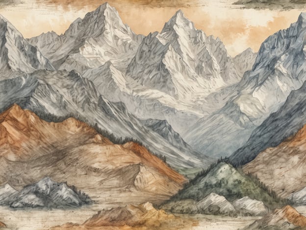 Auf dem Bild ist eine majestätische Berglandschaft zu sehen, die in sanften Wasserfarben dargestellt ist. Die hohen Gipfel, teilweise schneebedeckt, strahlen eine faszinierende Erhabenheit aus, die an die beeindruckende Geschichte der europäischen Berge erinnert.
Die Alpen, das Tarekgebirge und andere Gebirgszüge sind nicht nur geografische Schönheiten, sondern auch Zeugen jahrtausendelanger geologischer Umwandlungen und kultureller Entwicklungen. Diese Berge haben die Menschheit inspiriert, Beziehungen geschaffen und dienen bis heute als beliebte Ziele für Erholung und Abenteuer. Ihre Gletscher sind Lebensquellen für Flüsse und spielen eine bedeutende Rolle im Ökosystem Europas.
Die Farbnuancen im Bild reflektieren die Vielfalt der Landschaft, von den sanften Hügeln bis zu den dramatischen, schroffen Felsformationen. Solche Darstellungen fangen die magische Anziehungskraft der Berge ein und erzählen von den Herausforderungen und den Geschichten, die sie im Laufe der Zeit erlebt haben.