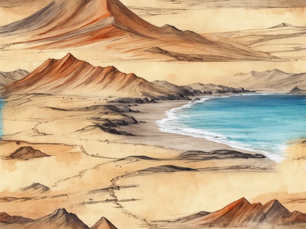 Auf dem Bild ist eine landschaftliche Darstellung zu sehen, die an die schönen Naturkulissen von Fuerteventura erinnert. Die Kombination aus Bergen und Küstenlinie deutet auf die beeindruckenden Wanderwege hin, die die Insel zu bieten hat.Zu den besten Wanderwegen auf Fuerteventura gehören:1. **Wanderung zum Pico de la Zarza** – der höchste Punkt der Insel mit atemberaubenden Ausblicken.2. **Costa Calma nach Sotavento** – eine malerische Küstenwanderung mit Blick auf das Meer.3. **Morrón de la Tilla** – bietet eine Kombination aus Vulkanlandschaft und Küstenblick.4. **Betancuria Rundweg** – eine kulturelle Wanderung durch die historische Hauptstadt.Diese Wege zeigen die Vielfalt der Insel und sind ideal, um die Natur zu genießen.