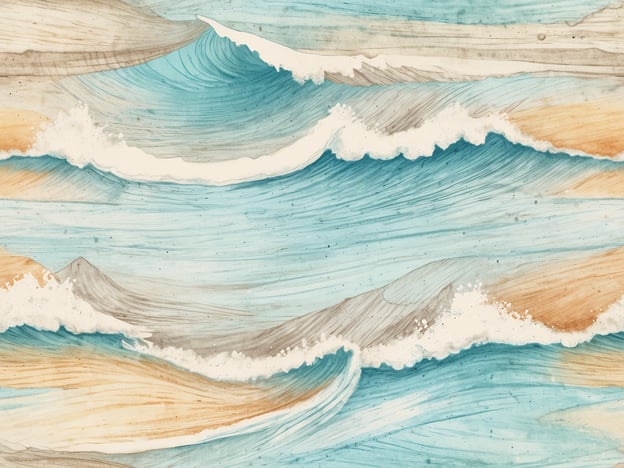 Auf dem Bild sind stilisierte Wellen in verschiedenen Blautönen sowie einige sandfarbene Hinweise, die an Strände erinnern. Dies könnte an die wunderschöne Küste von Fuerteventura denken lassen, die für ihre traumhaften Surfspots bekannt ist. Zu den Top Surfspots auf Fuerteventura zählen unter anderem:1. **El Cotillo** – Bekannt für seine konstanteren Wellen und den schönen Sandstrand.2. **Flag Beach** – Ein beliebter Ort für Surfer aller Levels, ideal zum Lernen und Spaß haben.3. **Punta Blanca** – Schöne Wellen und weniger Menschenmengen machen diesen Spot attraktiv.4. **La Pared** – Berühmt für seine kraftvollen Wellen, perfekt für erfahrene Surfer.Diese Strände bieten ideale Bedingungen für Wassersportler!
