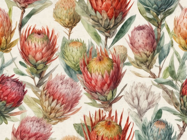 Auf dem Bild sind verschiedene Arten von Protea-Blumen dargestellt. Diese Blumen sind bekannt für ihre markanten Köpfe und die Vielfalt ihrer Farben und Formen. Die Protea-Pflanzen gehören zur Familie der Silberbaumgewächse und sind oft in tropischen und subtropischen Regionen zu finden.In dem Bild sind einige typische Merkmale dieser Blumen zu sehen, wie die großen, buschigen Blüten mit leuchtenden Farben, die von Rot über Pink bis zu Grün und Weiß reichen. Die Blätter sind oft schmal und lancetförmig, was den kräftigen Blüten einen schönen Kontrast verleiht.Die Vielfalt der Protea-Arten macht sie zu einer beliebten Wahl in der Floristik und Gartengestaltung, da sie sowohl langlebig als auch pflegeleicht sind.