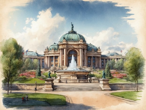 Auf dem Bild ist ein prächtiges Gebäude mit einer großen Kuppel und einem Brunnen im Vordergrund zu sehen, umgeben von schön gestalteten Gärten. Dies könnte eine künstlerische Interpretation eines historischen oder bedeutenden Bauwerks zeigen, das an die Geschichte eines Vergnügungsparks oder einer ähnlichen Einrichtung erinnert, wie es bei Liseberg der Fall ist.
Liseberg, der berühmte Vergnügungspark in Göteborg, Schweden, wurde 1923 eröffnet und ist bekannt für seine atemberaubende Architektur und liebevoll gestalteten Gärten. Der Park vereint Spaß, Kultur und Natur und zieht jährlich Millionen von Besuchern an. Der Brunnen und das beeindruckende Gebäude könnten als Symbol für die kreative und einladende Atmosphäre von Liseberg interpretiert werden, die Menschen zusammenbringt, um unvergessliche Erlebnisse zu teilen.