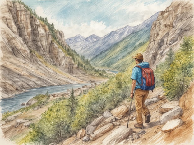 Auf dem Bild ist ein Wanderer zu sehen, der einen beeindruckenden Bergblick genießt. Er steht auf einem schmalen Pfad in der Nähe eines Flusses, umgeben von hohen Felsen und grünen Bäumen. Die Szene vermittelt ein Gefühl von Abenteuer und Naturverbundenheit.
**Reiseplan für die zweite Woche:**
1. **Montag:** Wanderung im Nationalpark – Erkunde die spektakulären Trails und genieße die Aussicht.
2. **Dienstag:** Besuch eines Naturmuseums – Lerne mehr über die lokale Flora und Fauna.
3. **Mittwoch:** Kanutour auf dem Fluss – Erlebe die Landschaft vom Wasser aus.
4. **Donnerstag:** Tagesausflug zu den Bergen – Genieße ein Picknick und die frische Luft in den Höhenlagen.
5. **Freitag:** Entspannungstag – Besuche einen Wellnessbereich oder genieße einen Spa-Tag.
6. **Samstag:** Fotowanderung – Halte die atemberaubenden Ausblicke und Landschaften fest.
7. **Sonntag:** Lokaler Markt – Probiere regionale Spezialitäten und kaufe Souvenirs.
Dieser Reiseplan bietet eine abwechslungsreiche und entspannende zweite Woche in der Natur.