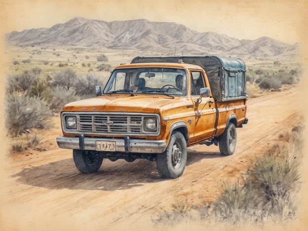 Auf dem Bild ist ein orangefarbener Pickup-Truck zu sehen, der auf einem Staubweg in einer ländlichen Umgebung fährt, umgeben von Bergen und Sträuchern.Hier sind einige Sicherheitstipps für das Autofahren in Südafrika:1. **Links fahren**: Beachte, dass in Südafrika links gefahren wird. Achte darauf, die Verkehrsregeln entsprechend anzupassen.2. **Blick auf die Umgebung**: Sei besonders aufmerksam, wenn du anhalten musst, und achte auf Fußgänger, Fahrräder und andere Fahrzeuge.3. **Sicheres Fahren in ländlichen Gebieten**: Achte auf wildlebende Tiere, die die Straße überqueren könnten, besonders in der Dämmerung und nachts.4. **Vermeidung von nächtlichem Fahren**: Es wird empfohlen, nach Einbruch der Dunkelheit nicht zu fahren, da die Straßen oft schlecht beleuchtet sind und die Gefahr von Überfällen höher ist.5. **Autodokumente**: Stelle sicher, dass du alle notwendigen Dokumente, wie deinen Führerschein und die Fahrzeugpapiere, bei dir hast.6. **Sicherheitsgurt und Kindersitze**: Stelle sicher, dass alle Insassen angeschnallt sind und Kinder in entsprechenden Sitzen gesichert sind.7. **Tanken**: Fülle deinen Tank regelmäßig auf, insbesondere in ländlichen Gebieten, wo Tankstellen seltener sind.Durch die Beachtung dieser Tipps kannst du sicher und verantwortungsbewusst in Südafrika fahren.