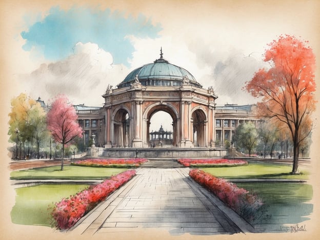 Auf dem Bild ist eine malerische Ansicht eines historischen Gebäudes mit einem großen, gewölbten Dach und eleganten Bögen zu sehen, eingebettet in eine weitläufige Parklandschaft mit bunten Blumen und Bäumen. Diese Art von Architektur erinnert an einige der repräsentativen Strukturen, die in Vergnügungsparks zu finden sind, wie zum Beispiel Gröna Lund in Stockholm.
Gröna Lund ist einer der ältesten Vergnügungsparks in Schweden, eröffnet 1883, und hat eine reiche Geschichte voller Attraktionen und Veranstaltungen. Ähnlich wie auf dem Bild strahlt Gröna Lund eine Atmosphäre des Vergnügens und der Schönheit aus, umgeben von malerischer Natur und mit historischen Fahrgeschäften und Spielstätten. Der Park bietet eine Verbindung von Kultur, Abenteuer und Freizeit, die auch in dieser Darstellung angedeutet wird.