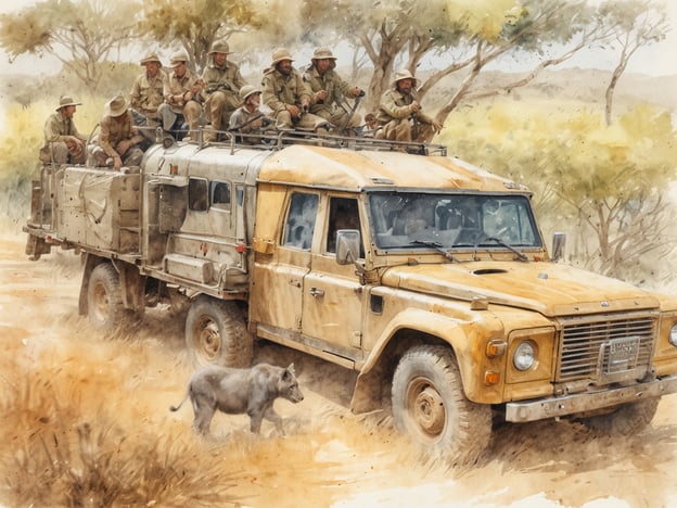 Auf dem Bild ist ein Geländewagen zu sehen, der von mehreren Personen besetzt ist. Sie scheinen sich in der Natur zu befinden, möglicherweise auf einer Safari. In der Nähe des Fahrzeugs läuft ein Schakal, was auf eine tierische Begegnung in der Wildnis hindeutet.Für die besten Game Drives bieten sich folgende Reiseziele an:1. **Serengeti, Tansania** – bekannt für die Große Migration und eine Vielzahl von Wildtieren.2. **Kruger Nationalpark, Südafrika** – ideal für Spotting der "Big Five" in einer gut zugänglichen Umgebung.3. **Masai Mara, Kenia** – berühmt für seine Löwenpopulation und spektakuläre Tierwanderungen.4. **Chobe Nationalpark, Botswana** – bekannt für eine hohe Elefantendichte und beeindruckende Flusslandschaften.5. **Etosha Nationalpark, Namibia** – bietet einzigartige Tierbeobachtungen an Wasserlöchern, besonders in der Trockenzeit.Diese Ziele bieten hervorragende Möglichkeiten für spannende Tierbeobachtungen und unvergessliche Erlebnisse in der Natur.