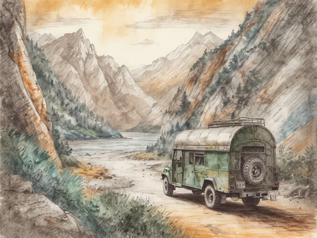 Auf dem Bild ist ein grüner Oldtimer-Wagen zu sehen, der an einem malerischen Bergweg fährt, umgeben von beeindruckenden Bergen und einem ruhigen Gewässer im Hintergrund. Für einen unvergesslichen Aufenthalt in dieser Umgebung könnten folgende Aktivitäten empfohlen werden:
1. **Wanderungen**: Erkunden Sie die malerischen Wanderwege, die durch die Berge führen, und genießen Sie die atemberaubenden Ausblicke.
2. **Camping**: Verbringen Sie die Nacht unter dem Sternenhimmel. Ein Zelt oder ein Wohnmobil bietet eine perfekte Möglichkeit, die Natur hautnah zu erleben.
3. **Fotografie**: Machen Sie spektakuläre Fotos der Landschaft, um die Erinnerungen festzuhalten.
4. **Angeln**: Falls es möglich ist, könnte Angeln am Gewässer eine entspannende Aktivität sein.
5. **Picknick**: Genießen Sie ein Picknick mit Freunden oder Familie am Ufer des Gewässers.
6. **Fahrradtouren**: Nutzen Sie die Umgebung für Fahrradtouren und entdecken Sie versteckte Schätze in der Natur.
Solche Aktivitäten könnten Ihren Aufenthalt wirklich unvergesslich machen!
