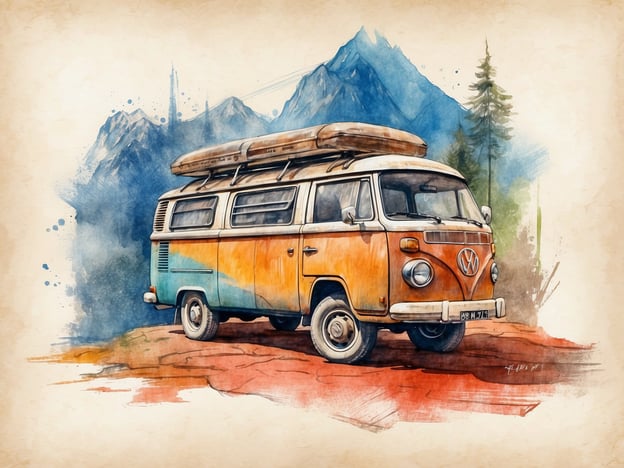 Auf dem Bild ist ein klassischer Volkswagens Bus (VW-Bus) zu sehen, der farbenfroh lackiert ist, mit einem Dachgepäckträger, der oft für Reisen und Abenteuer genutzt wird. Der Bus steht auf einem rotbraunen Untergrund und im Hintergrund sind majestätische Berge und Tannenbäume zu erkennen, die eine natürliche, entspannte Umgebung schaffen. Diese Szenerie lädt förmlich zu einem Ausflug in die Natur ein und vermittelt ein Gefühl von Freiheit und Abenteuer.
Fantasianna - ein Besuch wert? Wenn du den Charme der Natur und nostalgische Fahrzeuge liebst, könnte ein Ausflug in eine solche Umgebung mit einem VW-Bus definitiv ein unvergessliches Erlebnis sein!