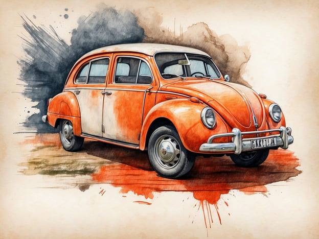 Auf dem Bild ist ein klassisches, orangefarbenes Auto zu sehen, das an eine nostalgische Zeit erinnert. Kulinarische Highlights, die passend zu dieser nostalgischen Stimmung sein könnten, sind zum Beispiel:- **Sauerbraten**: Ein traditionelles deutsches Gericht, das oft mit Rotkohl und Knödeln serviert wird und die Gemütlichkeit vergangener Zeiten verkörpert.- **Apfelstrudel**: Ein süßes Gebäck, das Erinnerungen an warme, familiäre Zusammenkünfte weckt.- **Schwarzwälder Kirschtorte**: Ein klassisches Dessert, das für seinen reichen Geschmack und seine ansprechende Präsentation bekannt ist und zu einem festlichen Anlass passt.Diese Speisen könnten perfekt zu einem Picknick mit einem nostalgischen Auto passen!